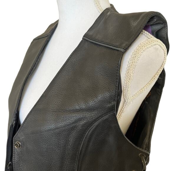 Milwaukee Leather Women's Vest Stud and Wings Size S Black Purple Moto NWT Biker - Picture 3 of 14